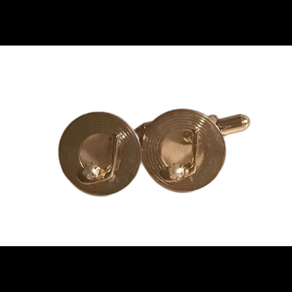 Vintage Gold Tone Golf Club Cufflinks - Faux Pearl Detail - Golfer Gift Set
